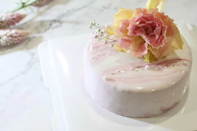 Dusty Pink Marble Cake - Cake Aholic Cakery