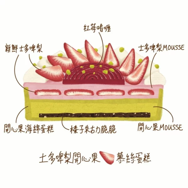 士多啤梨開心果·慕絲蛋糕 - CH3 Patisserie